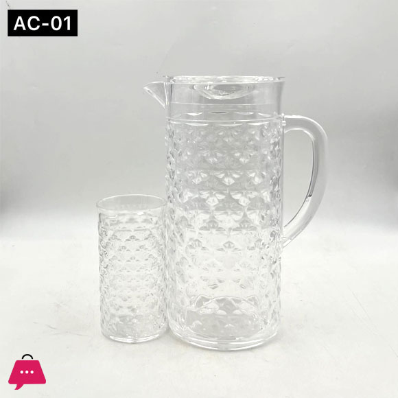 Luxury Pattern Water Pitcher Acrylic Drinking Jugs Water Set