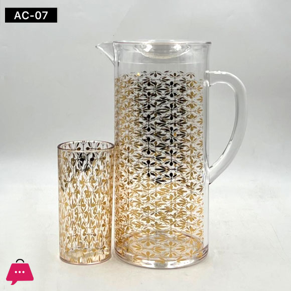 Luxury Pattern Water Pitcher Acrylic Drinking Jugs Water Set