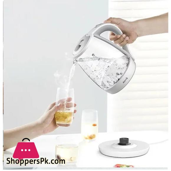 New Xiaomi Deerma Transparent Electric Kettle SH30W 1.7L Capacity 360º rotation Easy To Clean 2200W White