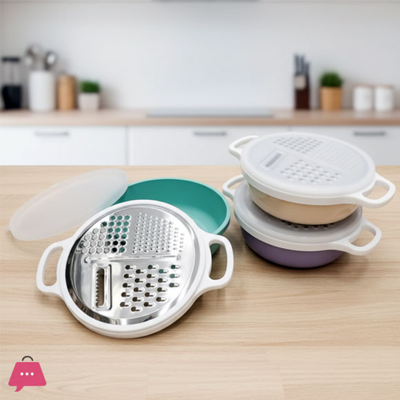 Round Plastic Box Grater with Cover 19 x 7cm