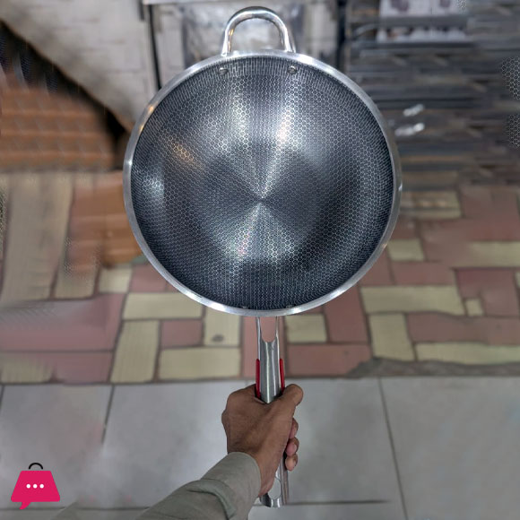 Stainless Steel Honeycomb Pattern Frying Pan