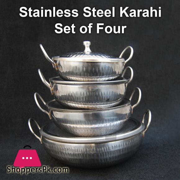 Steel Karahi Stainless Steel Serving Karahi Set of Four Bundle Offer