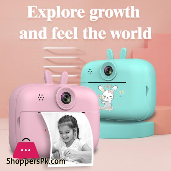 Thermal Photo Video Print Camera Front Back Dual Thermal inkless HD Photo Video Cartoon Mini Kids Camera Boy Girl Birthday Gift