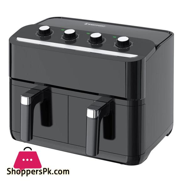 West Point Deluxe Double Basket Dual Air Fryer, 2 x1150W 2x 4.5 Liter WF-4258