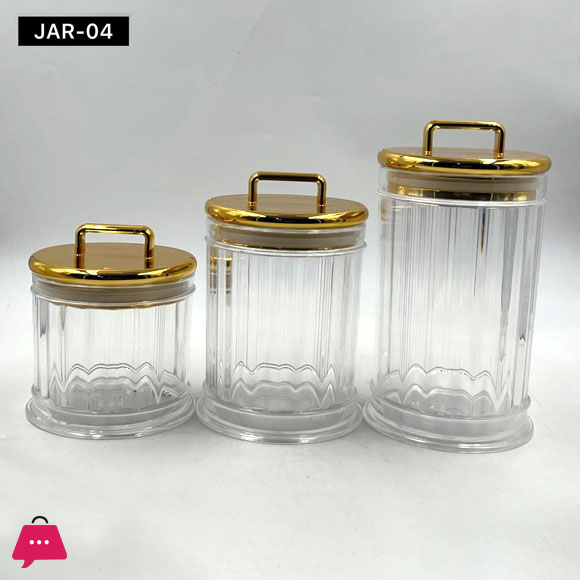 Acrylic 3 Pcs Airtight Jar Set of 3