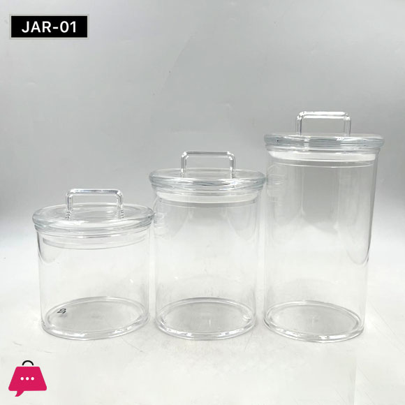 Acrylic 3 Pcs Airtight Jar Set of 3