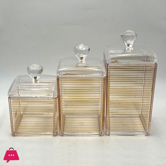 Acrylic 3 Pcs Airtight Jar Set of 3