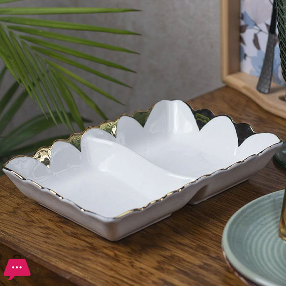 Angela Rectangular Floral Double Plate