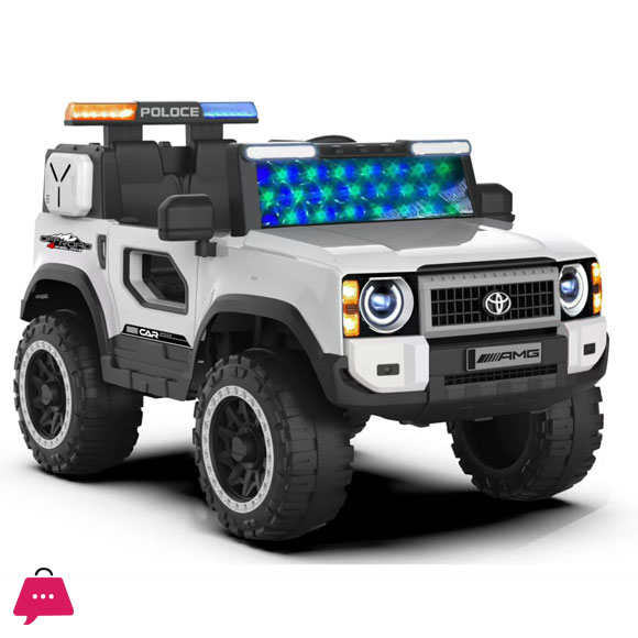 BMW Police Jeep 12V Kids Ride-On Car with LED Lights & Siren 2-8 Years Kids