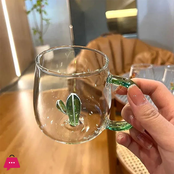 Creative 3D Pattern Inside Glass Cup with Handle 400ML