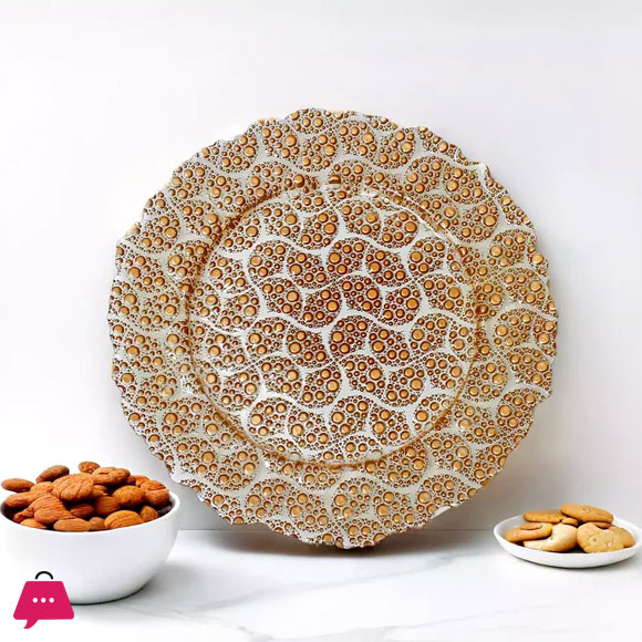 Decorative Glass Decoration Plate with Intricate Bubble Pattern-13 inches