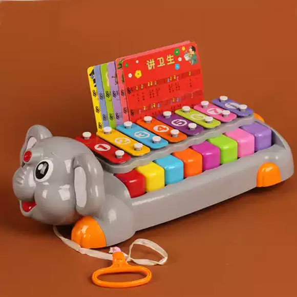 Elephant Musical Piano With 6 Music Sheets And 2 Percussion Sticks For Childrens