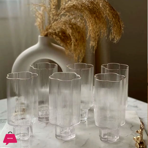 Flower Shape Glass Set Home Table Decor Creative Drinkware Glassware Set of 6