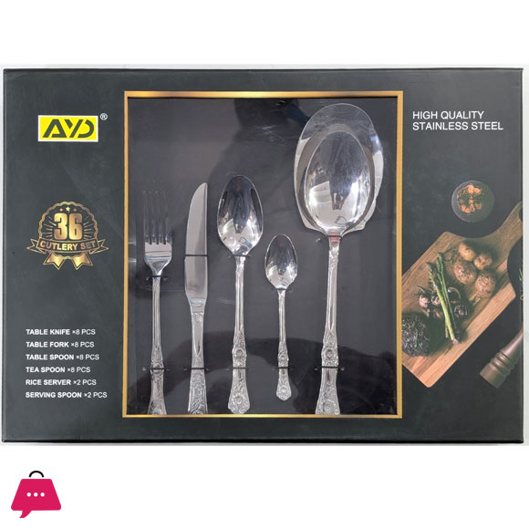 High Quality AYD Stainless Steel Cutlery Set of 36 pcs