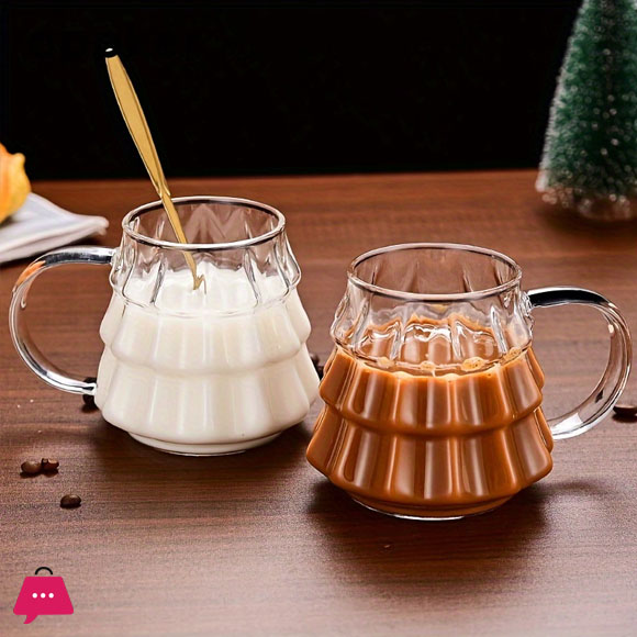 Holiday Tree Tea Cup Glass Coffee Mugs 350ml