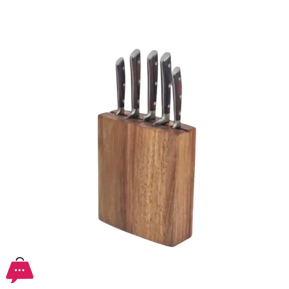 Alpenberg 6 Pieces Wooden Knife Set with Block – Brown HP82