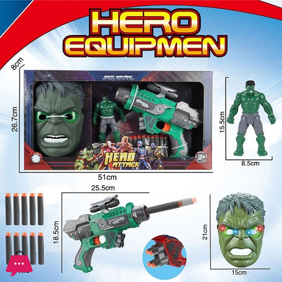 IRON MEN SOFT BULLLET GUN SET WITH MASK AND FIGURE