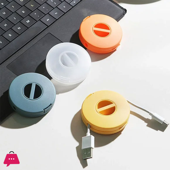 Portable Cable Winder Round Travel Data Cord Organizer for USB Charger Cable Holder Wire Management