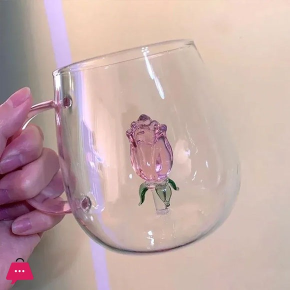 Creative 3D Pattern Inside Glass Cup with Handle 400ML