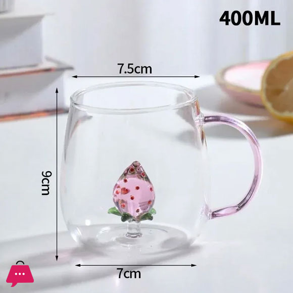 Creative 3D Pattern Inside Glass Cup with Handle 400ML
