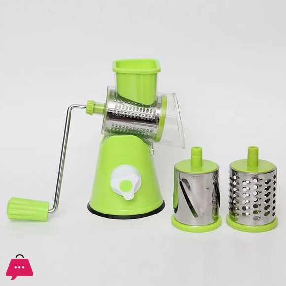 Tabletop Drum Grater Stainless Steel 3 in 1 Multi-Functional Drum Rotary Vegetable Cutter Grater & Slicer with High Speed Rotary Cylinder