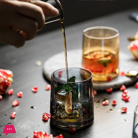 Thin Rim Crystal Tumbler Glasses Set of 6 - 10oz/300ml Capacity - Elegant and Stylish Design (Type3)