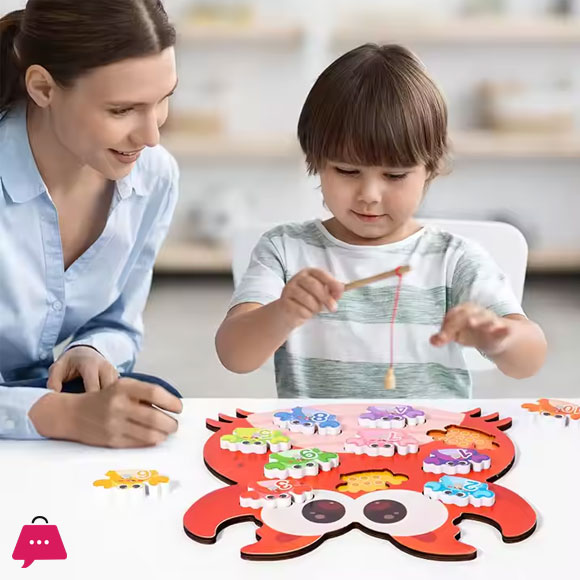 Wooden Fishing Games Baby Diy Figures Color Cognition Toys for Kids Boys Girls
