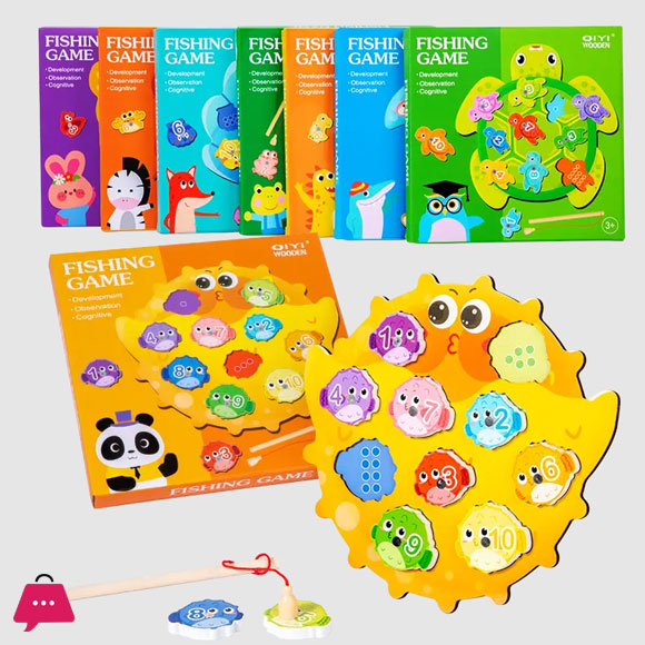 Wooden Fishing Games Baby Diy Figures Color Cognition Toys for Kids Boys Girls