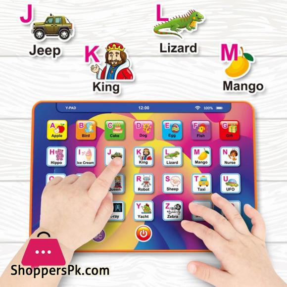 Childrens Learning Tablet 7-Inch Kids Smart Pad Ergonomic Alphabet Learning Preschool Learning Activities Touch & Learn Tablet
