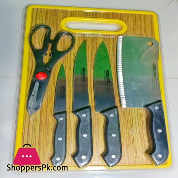 Stainless Steel Knives Set 6 Pcs with Cutting Board