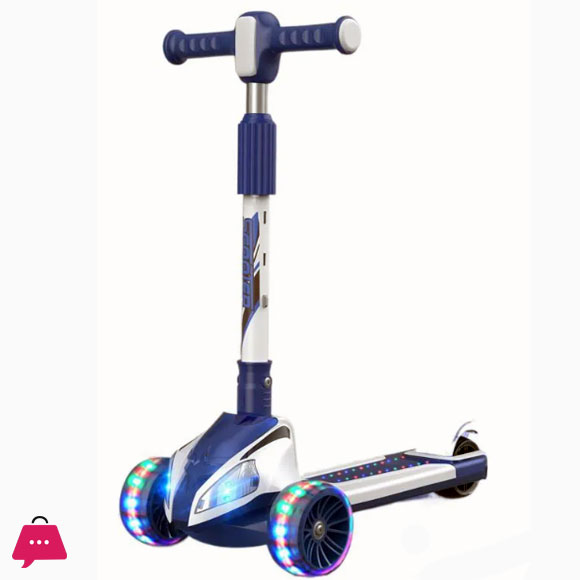 Kids Scooter LED Foldable Adjustable Height Kids Kick Scooter with 3 Flashing Wheels