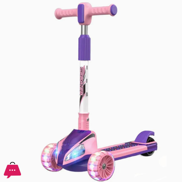 Kids Scooter LED Foldable Adjustable Height Kids Kick Scooter with 3 Flashing Wheels