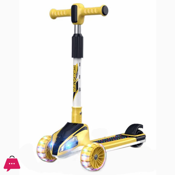 Kids Scooter LED Foldable Adjustable Height Kids Kick Scooter with 3 Flashing Wheels