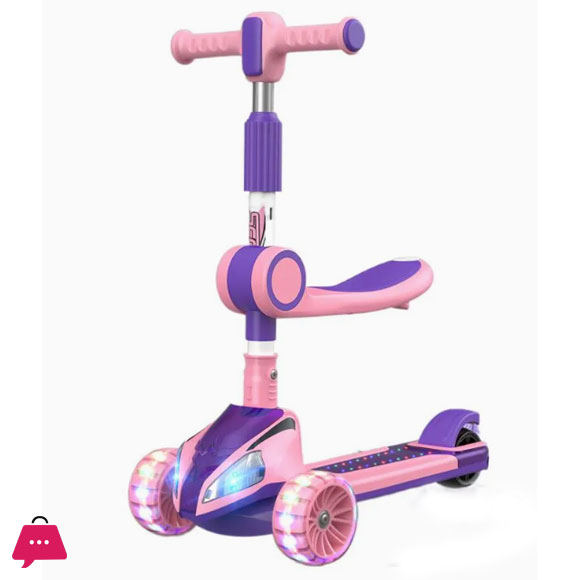 Kids Scooter LED Foldable Adjustable Height Kids Kick Scooter with 3 Flashing Wheels