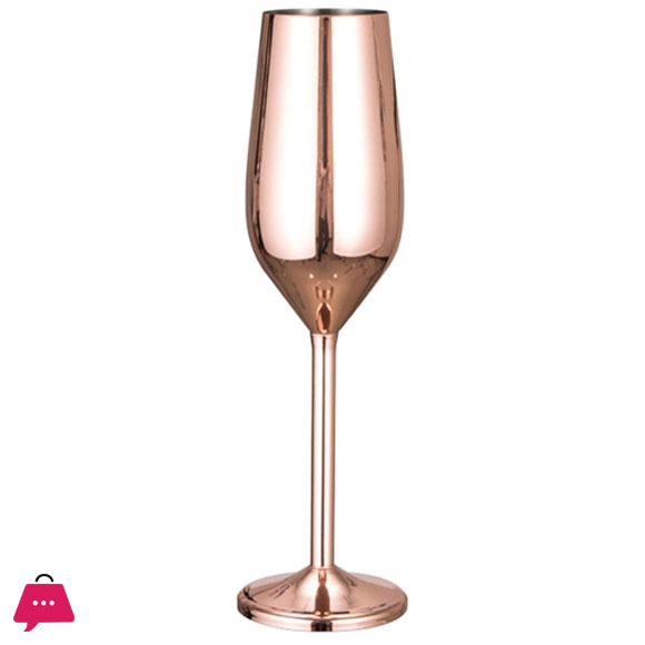 Stainless Steel Champagne Flutes Glasses Wine Glass Goblets Juice Drink 220 Ml Rose Gold