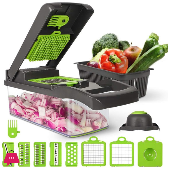 Vegetable Slicer with Food Container Multifunctional Fruit Slicer Handle Food Grater