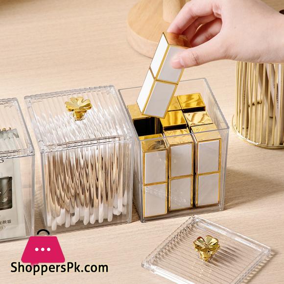 1PCS Transparent Storage Box Cotton Swab Container Desktop Dust-Proof Makeup Removal Cotton Lipstick Cosmetics Boxes Acrylic New