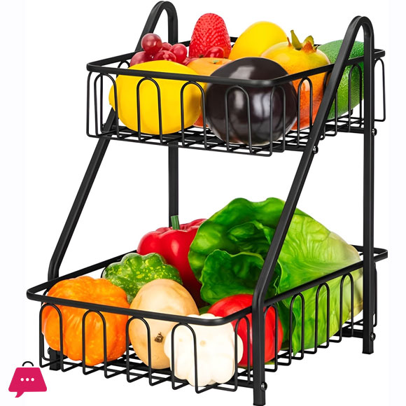 2-Tier Countertop Fruit Basket Kitchen Organizer