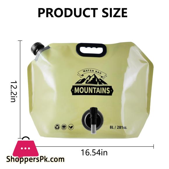 Outdoor Collapsible Water Storage Bag With Faucet Valve Plastic Water Bag 8-Liter