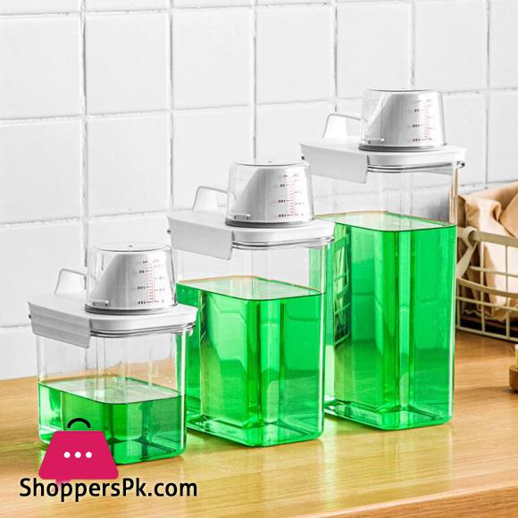Refillable Laundry Detergent Dispenser Empty Tank for Powder Softener Bleach Storage Container with Labels