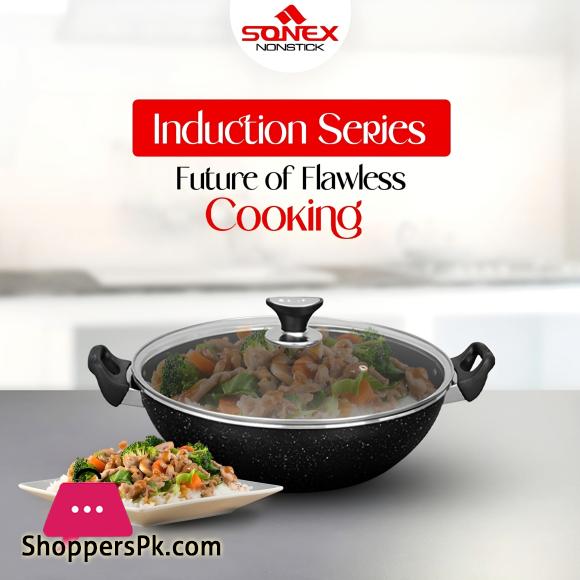 Sonex Induction Base Wok Karahi With Non-Stick Coating - 32cm