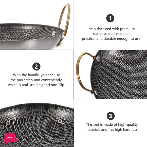 Stainless Steel Saute Fry Pan with Enameled Nonstick Surface 8-Inch