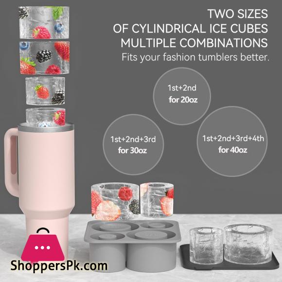 Ice Cube Maker With Lid 4 Hollow Cylinder Ice Cube Molds