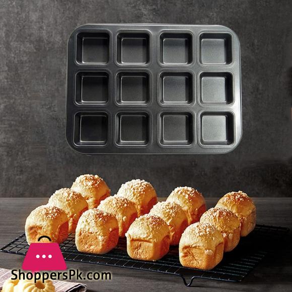 12-Mini Loaf Baking Pans Kitchen Cake Square Household Bread Muffin Multi-function Mold