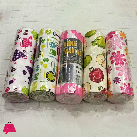 30X30cm 30/Roll Hand-Tear Microfiber Cloth Roll for Cleaning-Random Color Send