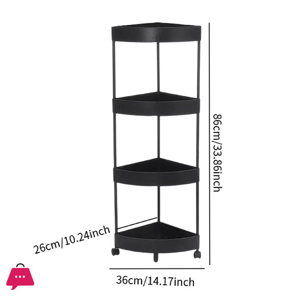 4-Layer Multipurpose Plastic Corner Rack Metal Pipe Floor Corner Shelf Basket