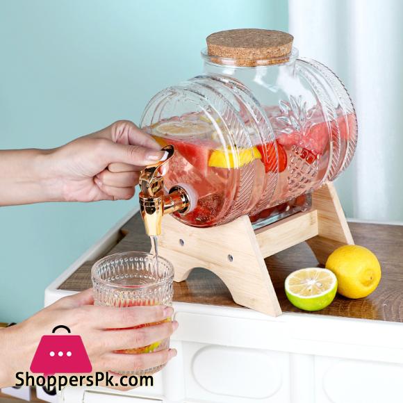 Glass Barrel Beverage Dispenser Decanter - 3 & 5 Liter