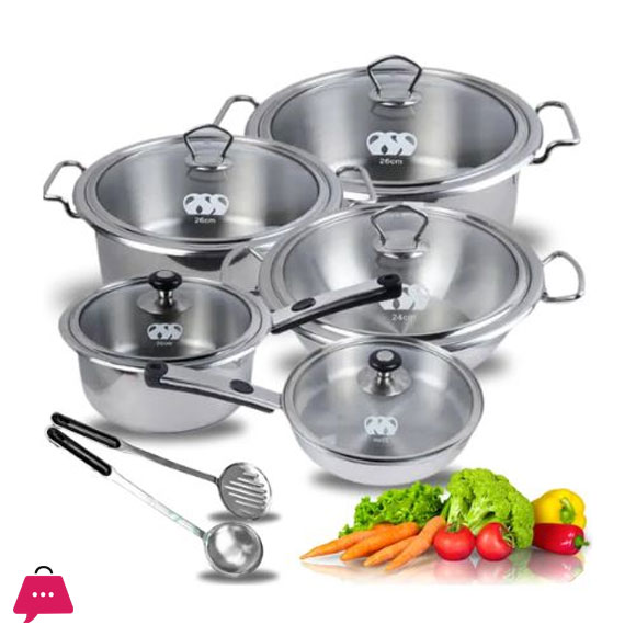 Alpha Stainless Steel 12-Piece Premium Cookware Gift Set
