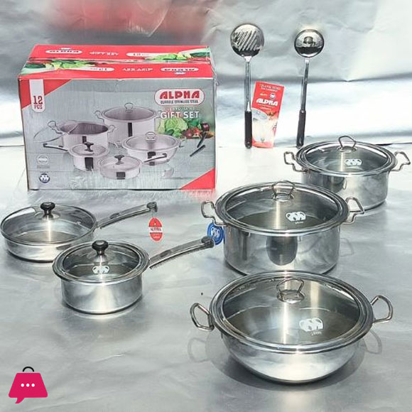 Alpha Stainless Steel 12-Piece Premium Cookware Gift Set