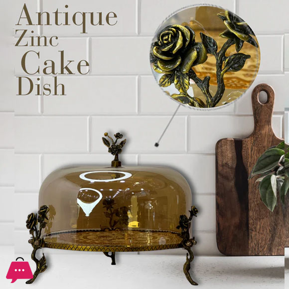ANTIQUE ZINC CAKE DISH